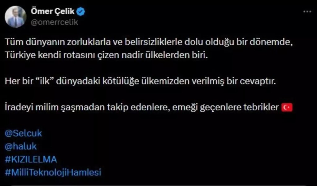 Çelik: Türkiye Kendi Rotasını Çiziyor